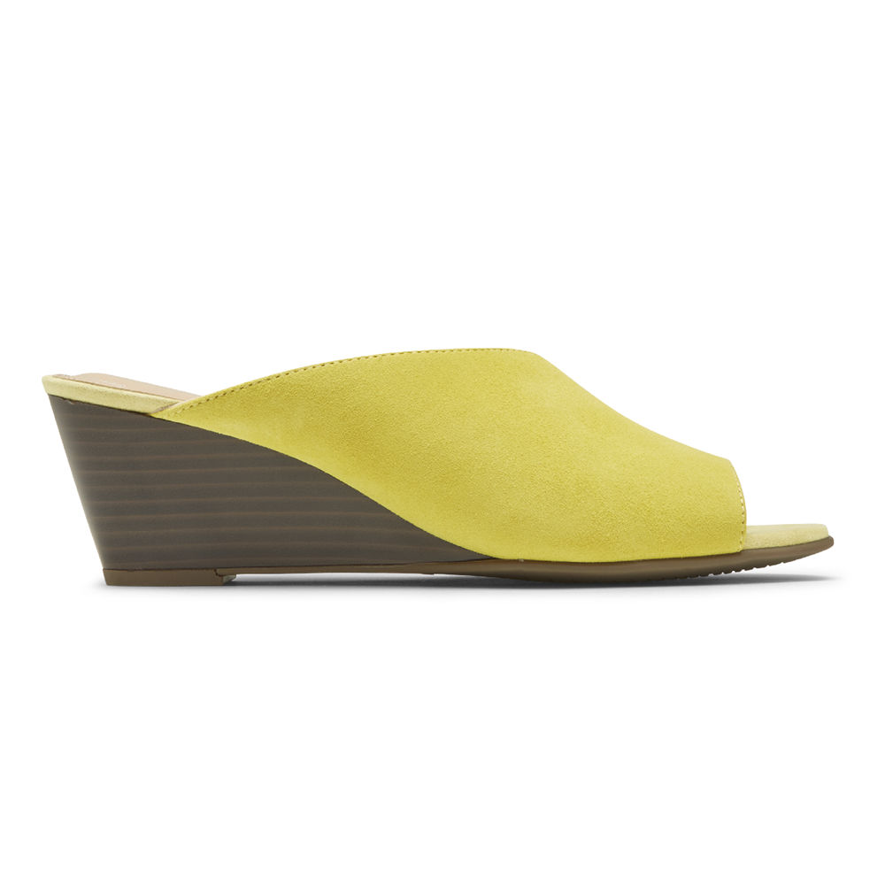 Rockport Womens Total Motion Taylor Asymmetrical - Slides Yellow - AIV684972